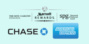 Marriot Rewards American Express and Chase logos