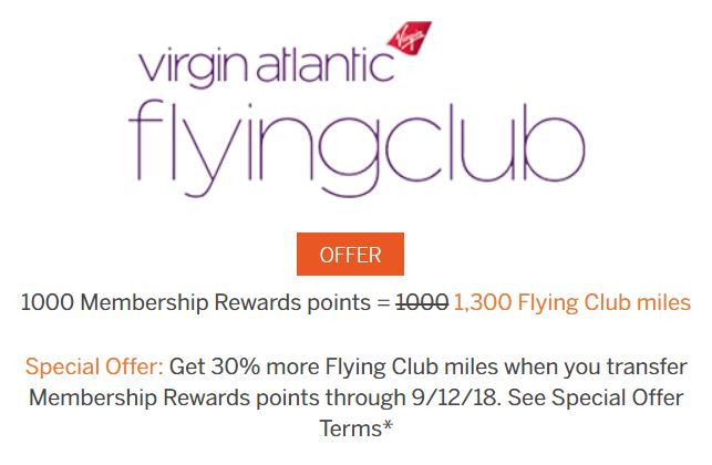Membership Rewards to Virgin Atlantic Bonus Offer