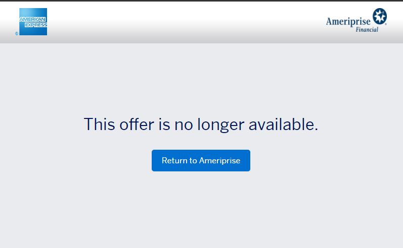 Ameriprise Amex No Longer Available